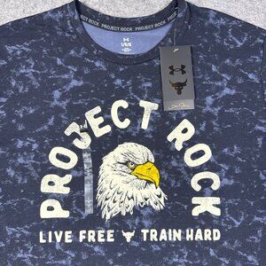 Project Rock T Shirt Mens Large Blue Eagle Live Free Train Hard Under Armour
